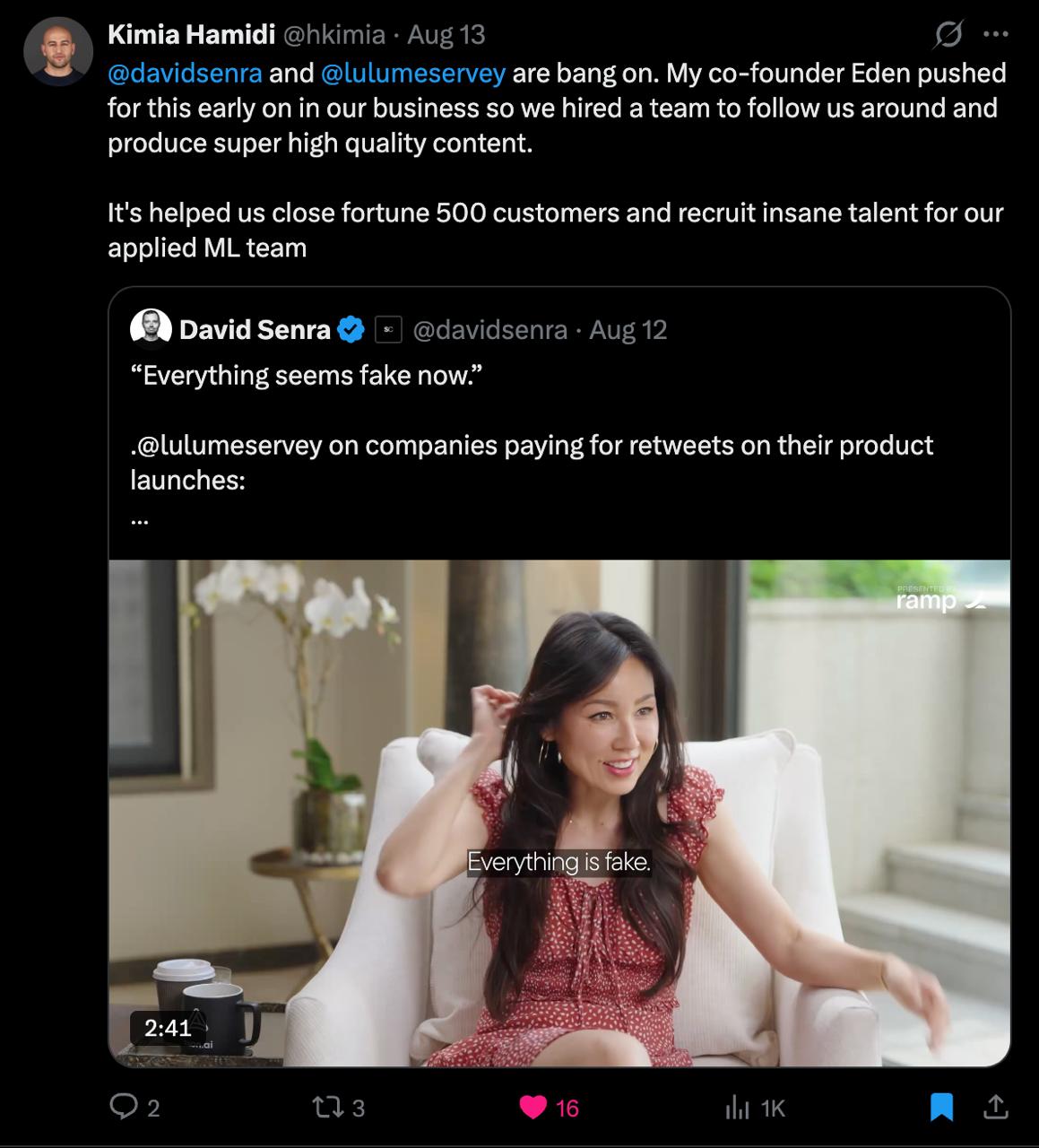 Kimia Hamidi, Co-Founder and CEO of NationGraph, endorsing the team on X